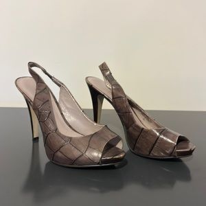 Nine West, Grey Crocodile Slingbacks - Size 8
